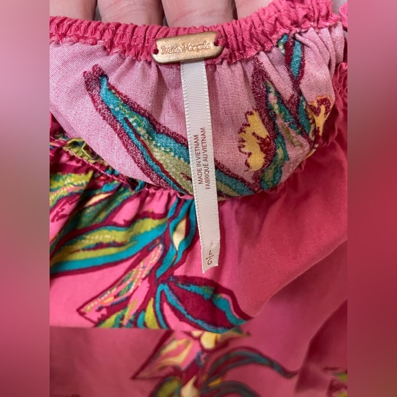 Free People Tunic Dress Women’s Large Pink Colorful Floral Boho Mini Peasant - Picture 4 of 10